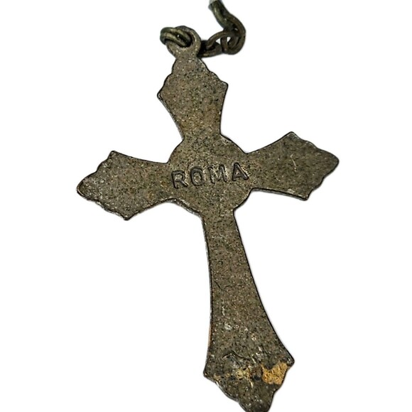 Vintage Light Blue Rosary Beads with Ornate Brass Crucifix & Mary Centerpiece - Picture 3 of 12